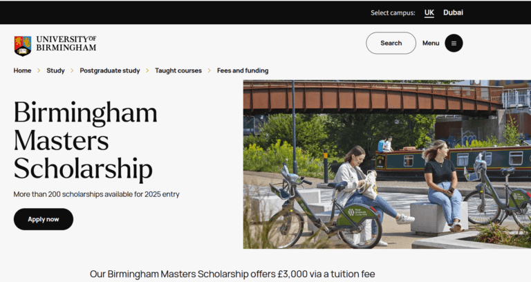 University of Birmingham Scholarships for International Students